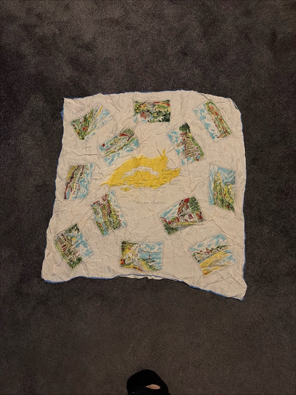 Vintage English Map Scarf 25”